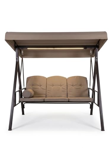Image of INVEZO Luxury LED 3 Seater Garden Swing for Adults with Adjustable Canopy & Ambient Light | Heavy Duty Powder Coated Steel Frame | Waterproof Cushions | Outdoor Jhula for Balcony, Patio & Terrace