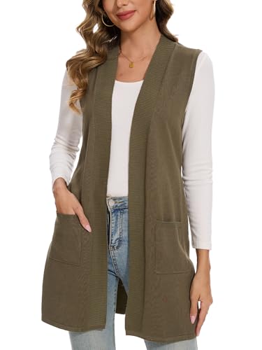 Image of Beautiful Nomad Sleeveless Cardigans for Women Long Sweater Vest