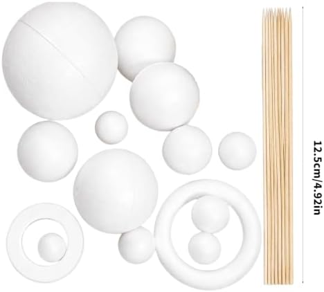 Project Planet Model Set with White Foam Shapes Orbit Forms and Space Theme Assembly Pieces for Classroom Learning Family Use Solar Planet Model Foam Spheres Orbital Bands Paintable Classroom Science - 2