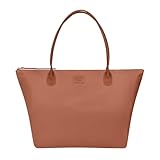 GAYI URBAN Nylon Tote Bags for Women, Large Shoulder Tote Purse with Zipper, Foldable Weekend Travel Handbag (Coral)