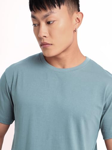 Image of BEYOUNG Cotton Regular Fit Plain T-Shirt for Men | Flexible Round Neck | Casual T-Shirt | Solid T-Shirt | Half-Sleeves | Stylish T-Shirt