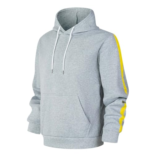Hoodies for Men Fashion Fall Color Block Long Sleeve Hooded Sweatshirts Loose Fit Lightweight Casual Pullover Pocket