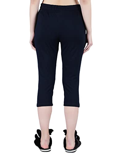 Image of Club A9 Womens Regular Fit Solid Cotton Capri Pants for Daily Casual Wear