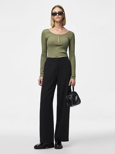 Pieces Nos Pckitte Ls Top Noos B C, Maglia A Maniche Lunghe Donna, Verde (Deep Lichen Green Deep Green), Small - 3