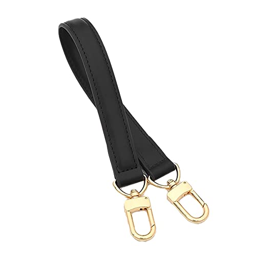 TOURDREAM Genuine Leather Plain Strap Replacement for Neonoe Hnalde Strap Bucket Bag Handbag Top Handle Black Brown Leather Strap (14.5inch - 37cm, Black)