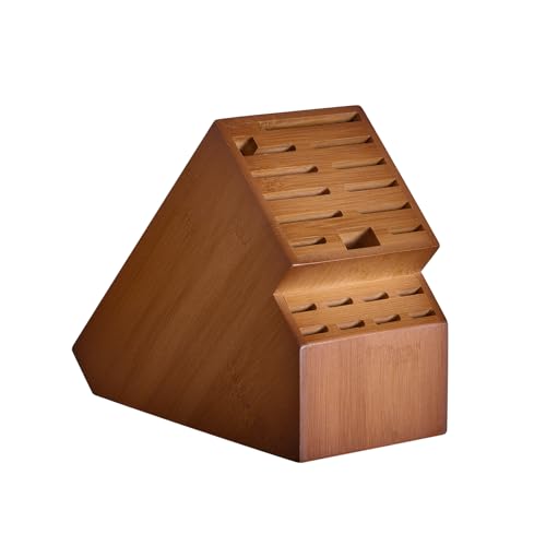 Kitsanery Knife Block Countertop Butcher's Knife Rack and Organizer 20 Slot Knife Holder Large Bamboo Knives Rack (Knife Not Included), Universal Knife Rack Strap