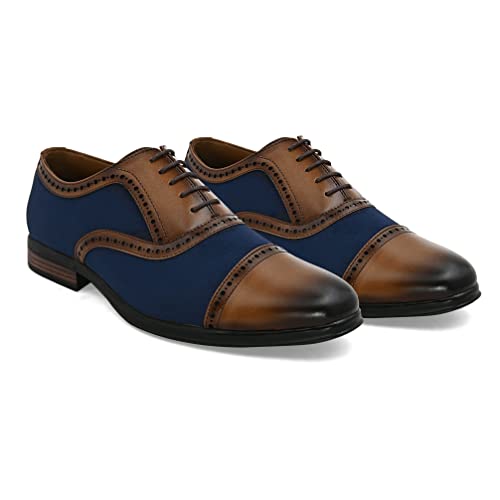 Image of San Frissco Men's Formal Shoes Lace up with Round Toe|Classic and Durable Faux Leather Material Oxford's Shoe|Cushioned Footbed Insole with Textured and Patterned Outsole for Office