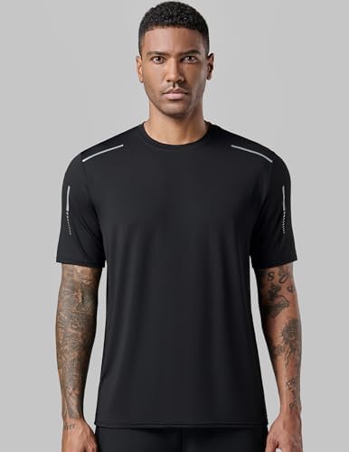 5 Pack Men’s Active Quick Dry Crew Neck T Shirts | Athletic Running Gym Workout Short Sleeve Tee Tops Bulk, Steel Blue/Charcoal/White/Navy Blue/Black, 4X-Large - 1