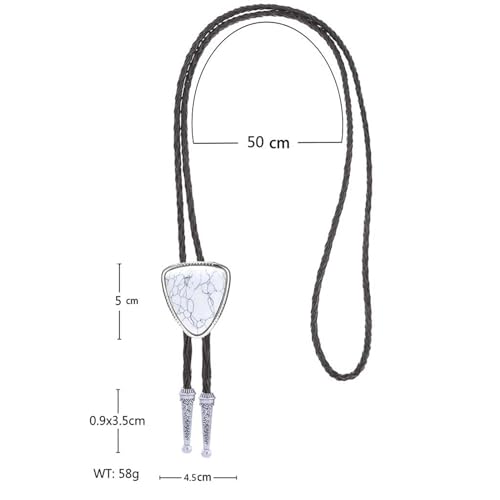 Image of Turquoise Bolo Tie for Men, Leather Braided Necktie Western Cowboy Bola Tie Costume Accessories for Men Women