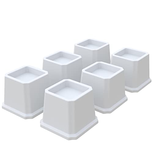 Whynonap Bed Risers 3 Inch Heavy Duty Bed Elevators, Set Of 6 Lifts Up 3,000 Lbs Furniture Riser For Sofa And Table, White #TOP5