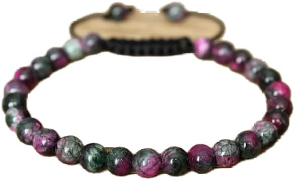 LKBEADS watermelon tourmaline round smooth 8mm multi color beads adjustable thread cord bracelet for men, women, meditation, yoga, healing, prosperity.