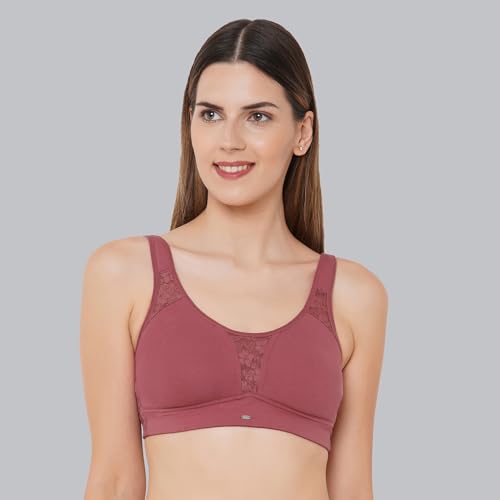Image of SOIE Women's Full Coverage Minimizer Bra|Non Wired, Non Padded, Triple Layered Cups|Breathable Stretch Cotton with Lace & U-Back Support