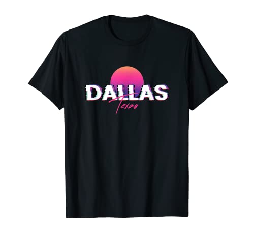 Dallas Texas Retro Glitch Vaporwave Sun 80er 90er Souvenir T-Shirt