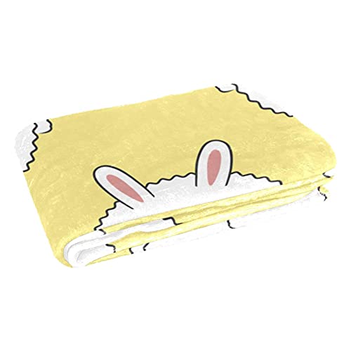 Couverture douce lapin jaune anti-frissons pour canapé et camping