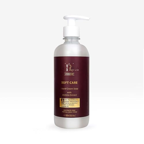 RENORA | Jabón líquido en Crema| Soft Care| Manos Suaves, Hidratadas| No Reseca, Limpiador, Antiséptico y Antibacteriano| Sin Sulfatos, Aroma de Jazmín, Aceite de Almendras, Aceite de Oliva, 500 ml