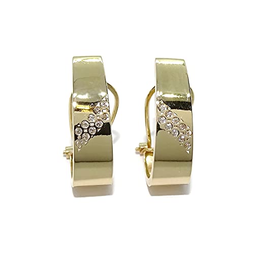 Boucles d'oreilles or jaune 18 carats avec zircons, le cadeau idéal pour femme