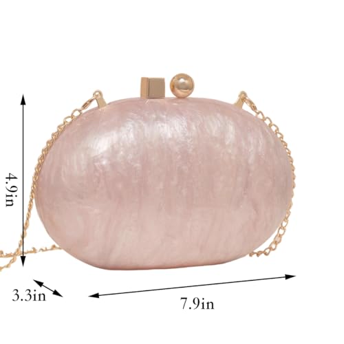 Image of Acrylic Evening Clutch Bag for Women Shell Shape Shoulder Crossbody Bag Glitter Marble Purse Handbag