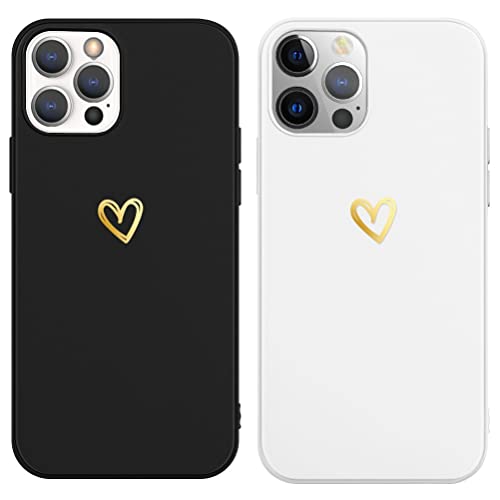 Pnakqil 2 Stück für Samsung Galaxy A21s (4G) Hülle 6,5", Ultra Dünn Silikon Bumper Handyhülle mit süß Herz Muster Motiv Schutzhülle Stoßfest Weich TPU Cover für Samsung A21s, Schwarz Weiß Cover