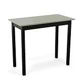 Carolina Chair & Table Cambell Stainless Steel Top Counter Height Bar Table – Contemporary Rectangular Alloy Steel Base with Natural Wood Legs Furniture - Stylish Chestnut Black Handle (Antique Black)