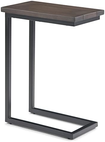 SIMPLIHOME Skyler Solid Mango Wood and Metal 18 inch wide Rectangle Industrial C Side Table in Walnut Brown, Fully Assembled, for the Living Room and Bedroom