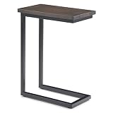 SIMPLIHOME Skyler Solid Mango Wood and Metal 18 inch wide Rectangle Industrial C Side Table in Walnu