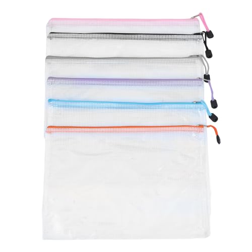 ledmomo 24個 防水透明メッシュファイルフォルダー ジッパー付き 書類収納ポーチ 学校 オフィス 家用 多機能ファイルバッグ な閉じ口で紛失