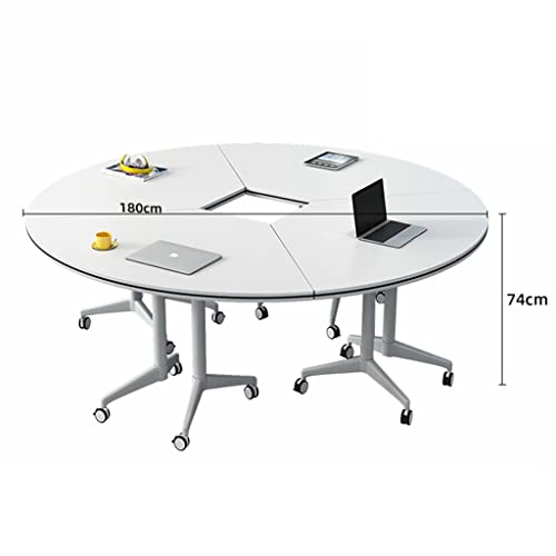 Guinjo 6 Person Foldable Meeting Tables, Flip Top Mobile Training Table With Modesty And Lockable Wheels,Commercial Grade Ready To Unfold And Use (Color : 180 * 74Cm) #TOP1