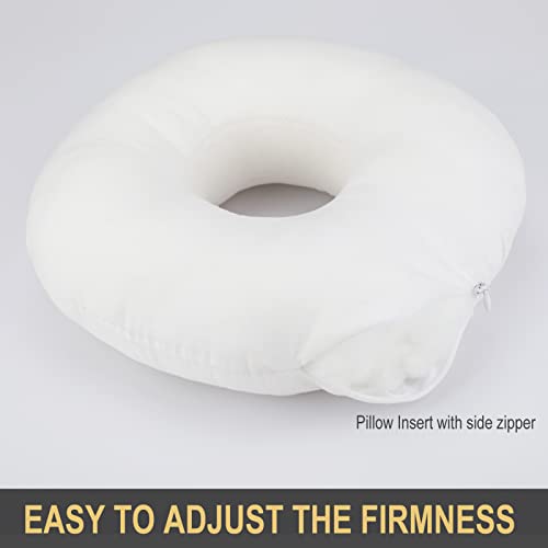 Detachable Piercing Pillow with Silk Pillowcase, Easy to Clean Ear Pillow with Hole for Side Sleepers, Ear Pain, Head, Cnh, Pressure Sore | Washable Donut Smooth Guard Pillows Champagne