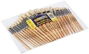Wood Brushes, Natural Hog Bristles, 12 Round/12 Flat