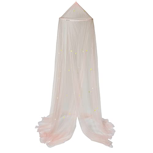 Pink Princess Bed Canopy With Stars, Mosquito Net For Nursery, Kids Bedding, Hanging Mesh Play Tent Curtain Accessories, Glow In The Dark Shapes, Privacy Fabric For Toddler, Baby, Kid #TOP20