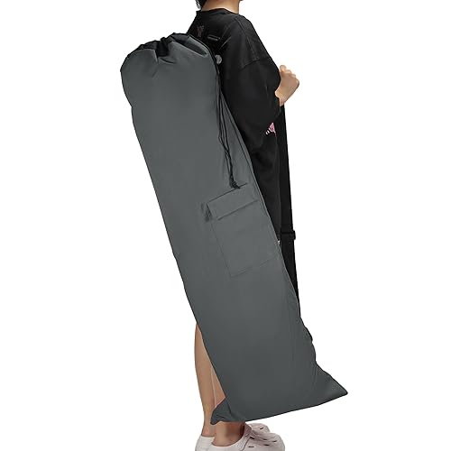 PATIKIL 47 Inch Camp Chair Replacement Bag, Foldable Camping Chair Bag 900D Oxford Large Mouth Carry Bag with Adjustable Shoulder Strap & Side Pocket for Outdoor Camping, Gray