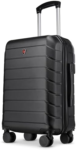 Mala de viagem preta com acabamento texturizado e marca Holysun na frente