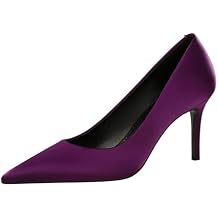 Womens Satin Stiletto Pumps Classic Slip-On Solid Color High Heels Sexy Pointed Toe Heeled Dress Wedding Shoes for Casual Office Business Formal Party
