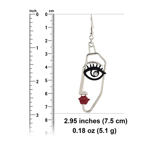 Women's Silver-Tone Plated Face Statement Dangle Drop Earrings #TOP1
