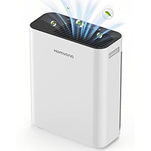 Homvana Luftreiniger Allergiker, H13 HEPA Filter Gegen 99,97% von Staub Schimmel Pollen, bis zu 240m³/h luftreiniger Raucherzimmer Staub Gerüche, Luftqualität Anzeigelampe, Automodus, SilentAir Tech