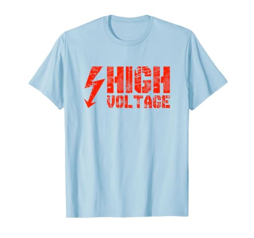 Danger Warning Electricity | High Voltage Helloween Costume T-Shirt, Men, Baby Blue, Small
