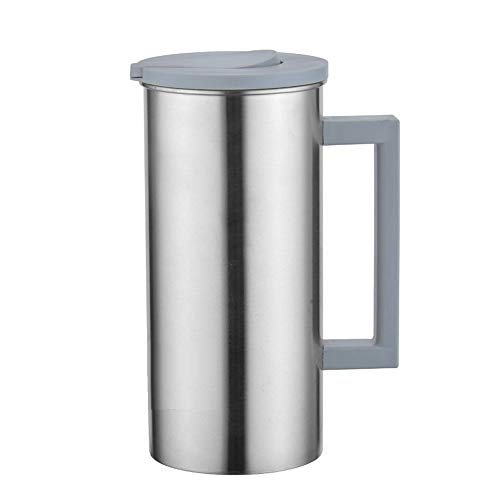 Pichet D'eau Cruche Carafe Théière, Avec Un Couvercle, Grande Capacité Acier Inoxydable Cadeau Pour Servir De L'eau, Des Jus De Fruits, Du Thé Glacé Et D'autres Boissons Froides, 1,8 L (Gris)