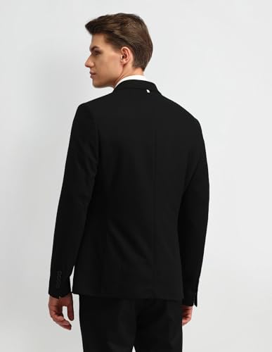Image of Arrow Knitted Textured Pattern Mens Blazer with Three Pockets and Double-Vented Back Hem Single Breasted Blazer