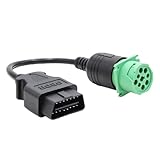 9 Pin Type 2 J1939 to 16 Pin Male OBD2 Adapter Cable for Heavy Duty Trucks and Commercial Vehicles, Green J1939 Diagnostic Connector Plug Work with Truck ELD GPS Trackers OBD Diagnostic Scanner Tool