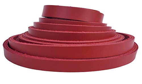 1/2 Inch Red Leather Strips 8-9 Oz. (3.2-3.6 Mm) - Latigo Leather Straps Up To 96 Inch Long Made In Usa By Pitka Leather (1/2" X 24") #TOP26