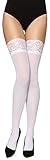 Merry Style Damen halterlose Mikrofaser 40 DEN Strümpfe mit Spitze MSSSJ01 EU M-L (Weiß, 3/4 (40-44))
