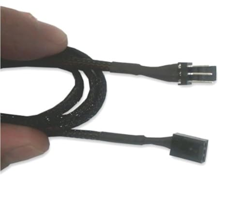 OKGEAR 3-Pin Male to 3-Pin Female Fan Power Extension Cable, Nylon Flex Braided, 24 inches, Black