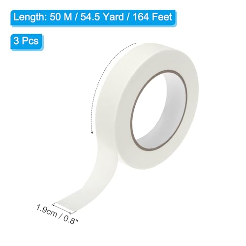 Image of PATIKIL Masking Tape 0.8 Inch x 55 Yard, 3 Roll General Purpose Adhesive Painting Tape Painters Tape for Arts Crafts Label, White