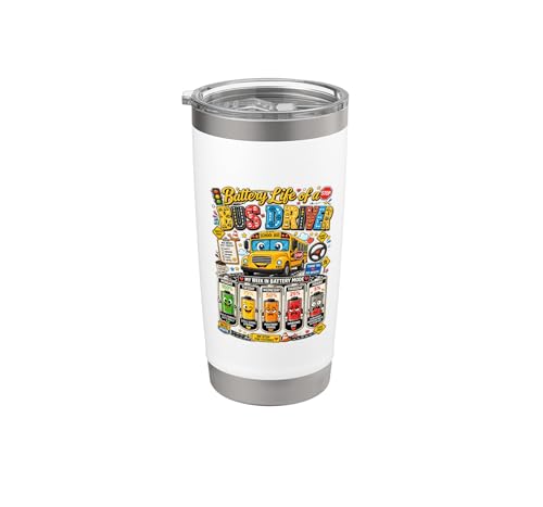 Funny School Battery Life Of A Bus Driver Back To School Stainless Steel Insulated Tumbler