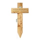 ReGrape Grabkreuz XXL aus hochwertigen geöltem und geleimten Lärchenholz, mit kostenloser Lasergravur (gerade Ecken)