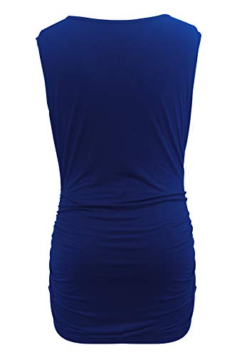 Smallshow Women's Maternity Tank Tops Sleeveless Ruched Pregnancy Clothes Black/Navy/Wine Medium 3-Pack #TOP3