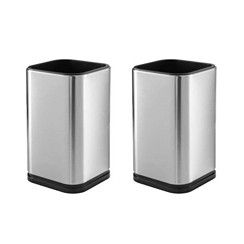Wskc 2Pc Stainless Steel Kitchen Utensil Holder Caddy, Square Utensil Organizer, 4L X 4W X 6.7H #TOP3