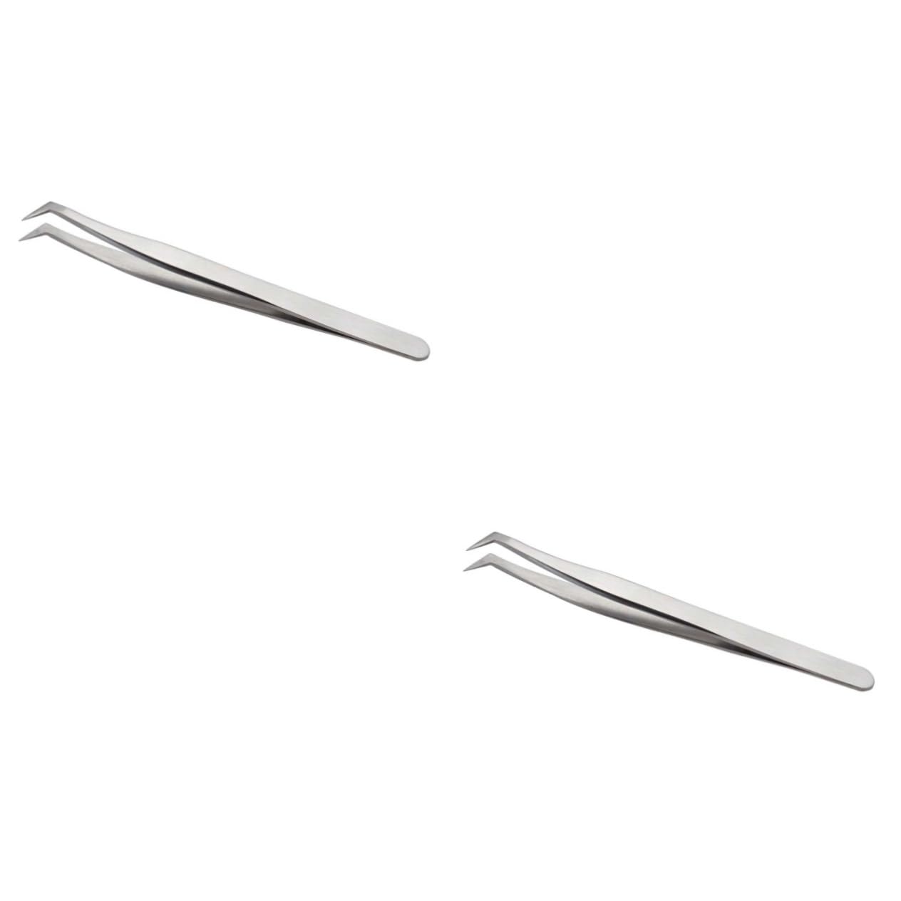 Didiseaon 2pcs Professional Eyelash Tweezers Stainless Steel Tweezers for Fake Lashes Makeup Tools for Women Precision Applicator