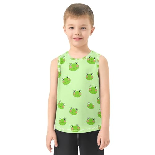 J JOYSAY Cartoon Frog Head Pale Boys Tank Top Sleeveless Muscle Shirts Quick Dry Kids T-Shirts 3-15T2