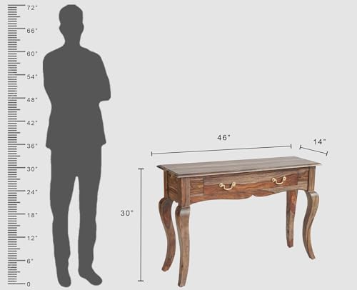 Image of Solid Sheesham Wood Console Table for Living Room Furniture | Hallway Enteryway Console for Home and Office | (Natural Brown Finish-03)